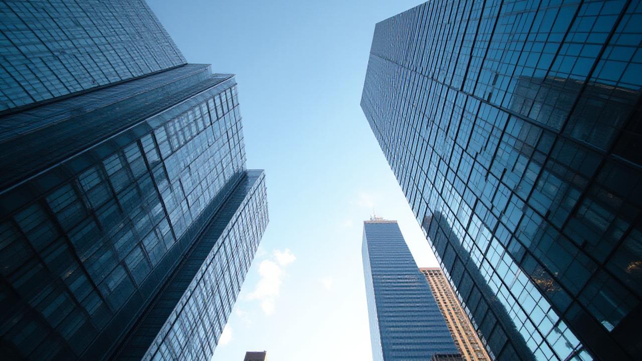 Modern New York skyline with high-contrast architectural angles